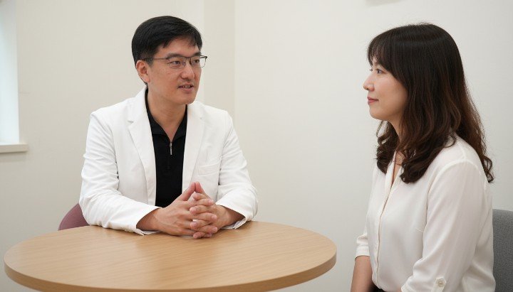 醫師與患者討論如何保障減肥針隱私 萊攸診所溫馨獨立門診保護減肥針隱私 專業醫療團隊詳細解說確保減肥針隱私