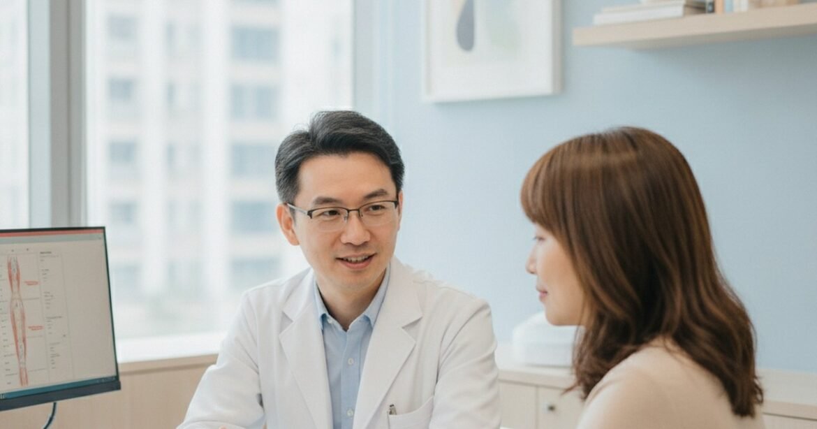 吳芮醫師說明大小分子玻尿酸在臉部修復上的差異與應用。