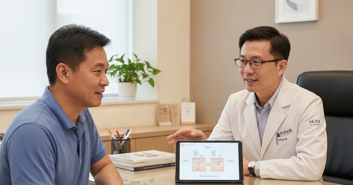 吳芮醫師針對猛健樂進行術前評估介紹,幫助患者了解適用性。